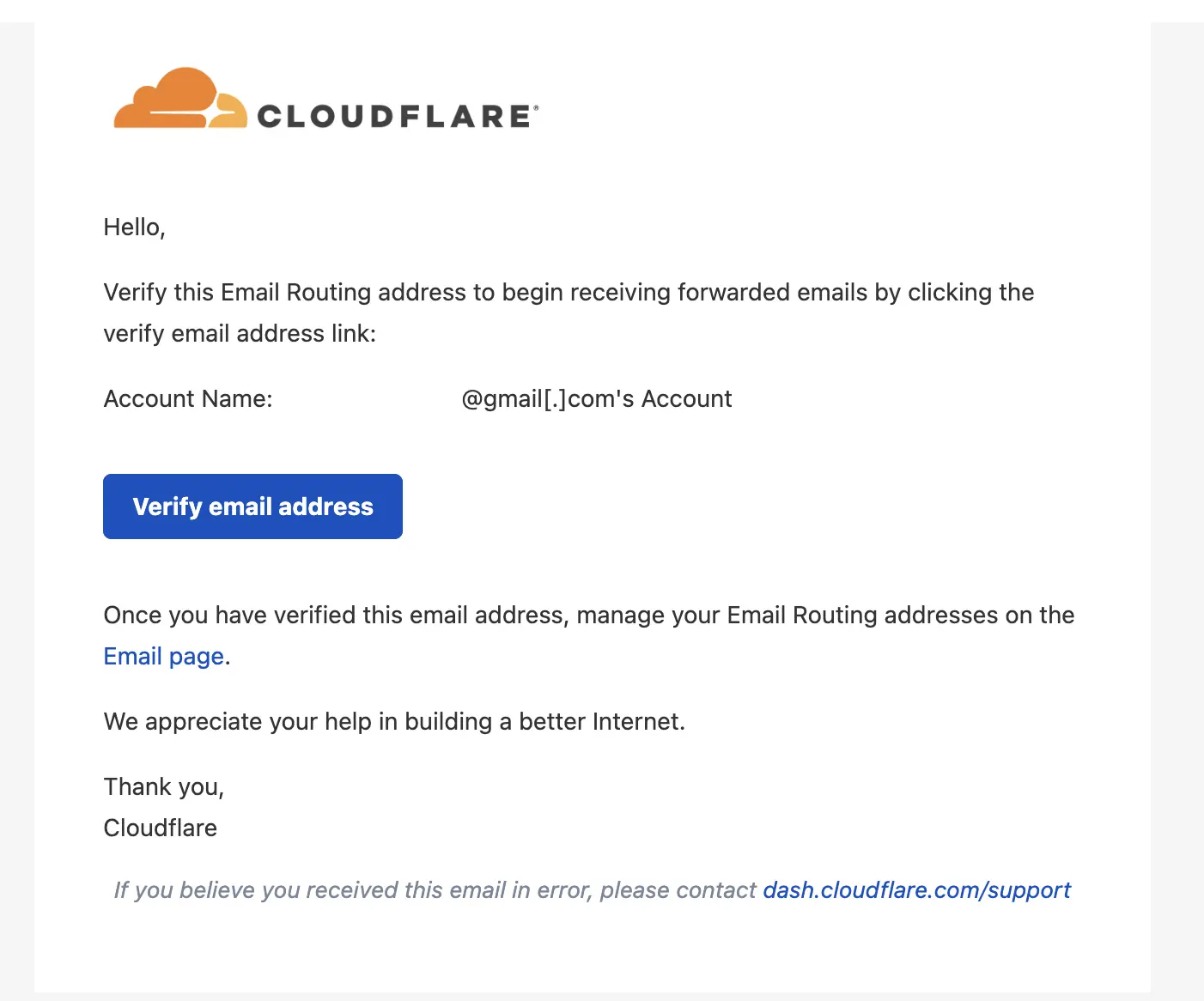 Cloudflare Email Routing信箱驗證